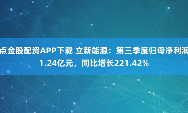 点金股配资APP下载 立新能源：第三季度归母净利润1.24亿元，同比增长221.42%