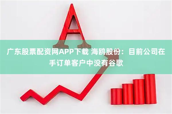 广东股票配资网APP下载 海鸥股份：目前公司在手订单客户中没有谷歌